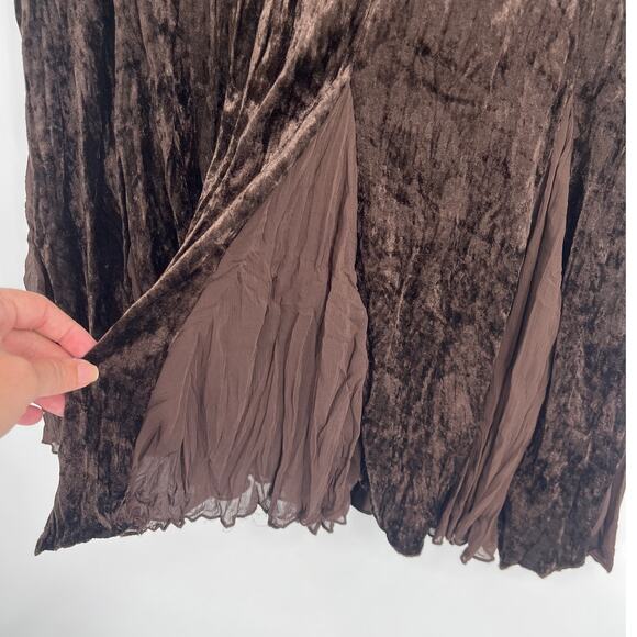 Velvet Chiffon Insert Midi Skirt XL Grunge Witch Chocolate Whimsigoth Boho Fairy - Picture 4 of 10